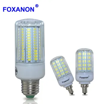 Foxanon E27 E12 Corn Bulb 110 v LED Lamp 5730 SMD LED Licht 24 30 42 64 80 108 136 leds Bombillas Lampen Lampada Ampul Spotlight