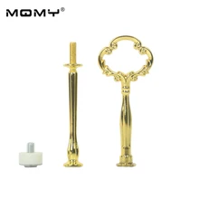 Цветок уникальный дизайн мода оптом свадебные Металлические Мини 2 яруса Золотая подставка для торта с ручками и фитингами