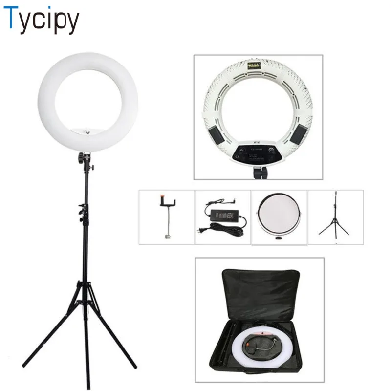 Tycipy 18 &quotкольцо света FS 480 Регулируемый 3200 К 5500 светодиодный Би цветной фотографии
