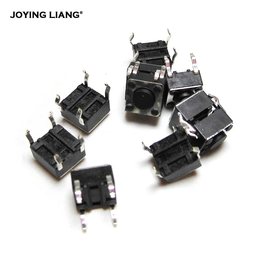 

100pcs/lot 6*6*4.3 Micro Square Switch Black Push Button Switch Copper Foot