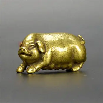 

China Pure brass zodiac pigs small statue