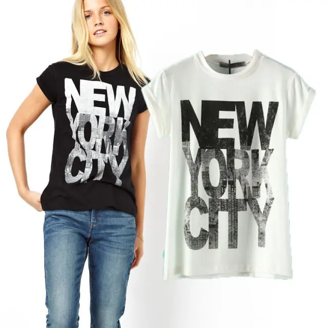 Free Shipping Letter Print T Shirts Women New York City