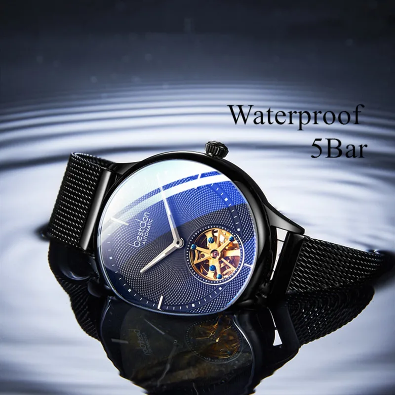 Bestdon 2019 الأعمال ووتش الرجال التلقائي مضيئة ساعة الرجال توربيون للماء الميكانيكية ووتش الأعلى العلامة التجارية relogio masculino