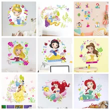 Cinderella Ariel Snow White Princess Wall Stickers For Girl's Room Home Decoration Cartoon Mural Art Kids Wall Decals PVC Poster