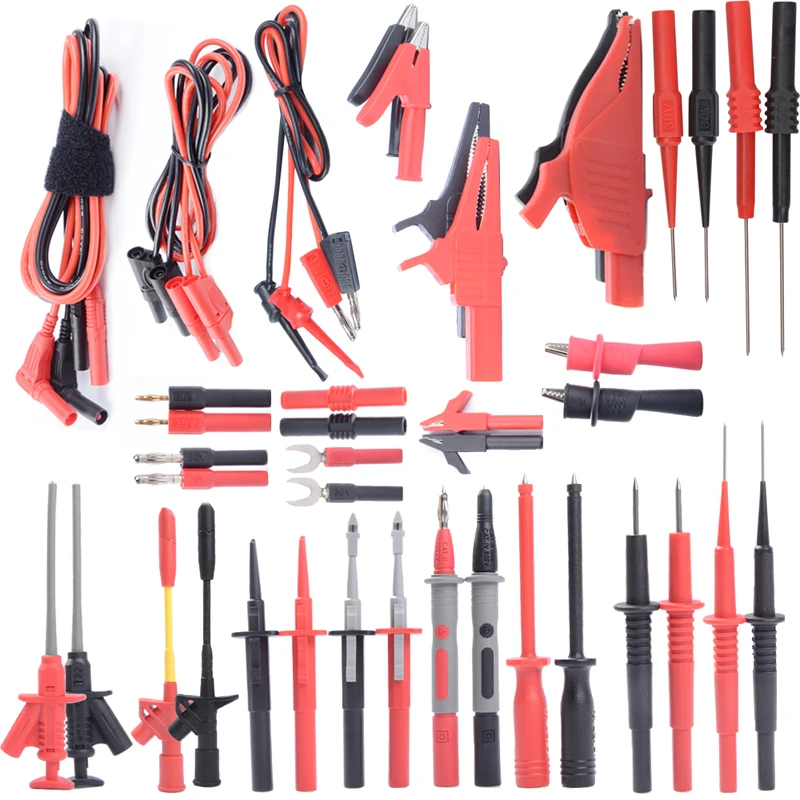 

Handskit Digital Multimeter Test Lead Kit Probe Alligator Clip Replaceable Tips Test Hooks Flexible Safety Professional Kit