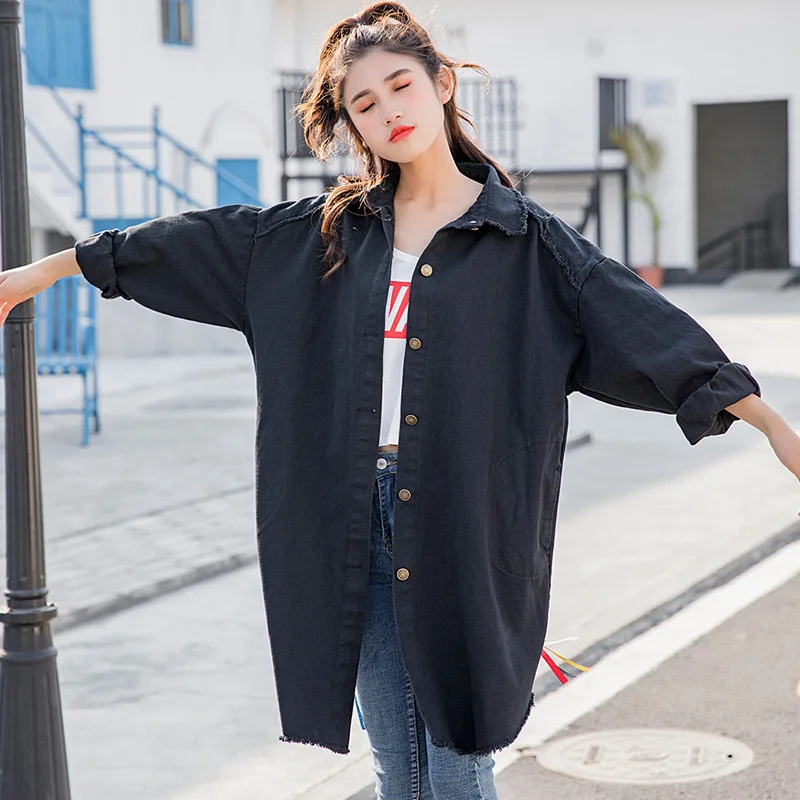 Boyfriend Casual Denim Jacket Woman Loose Coat Vintage Pattern Korea Print Windbreaker Chaqueta Mujer Harajuku Befree Vadim