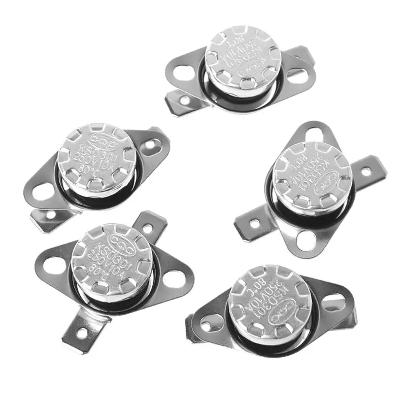 

5pcs 45/60/80/ 90/ 100 Degree Normally Closed Thermostat Temperature Control Switch Thermal Sensor Controller High Quality