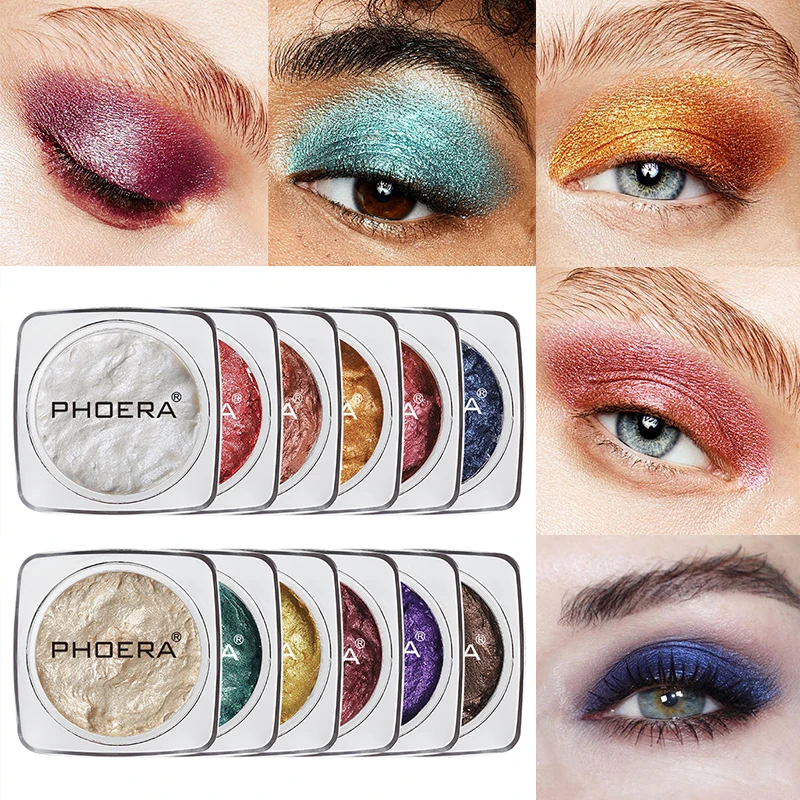 PHOERA 12 Colors Makeup Pearlescent Gel Jelly Eye Shadow Contour Long