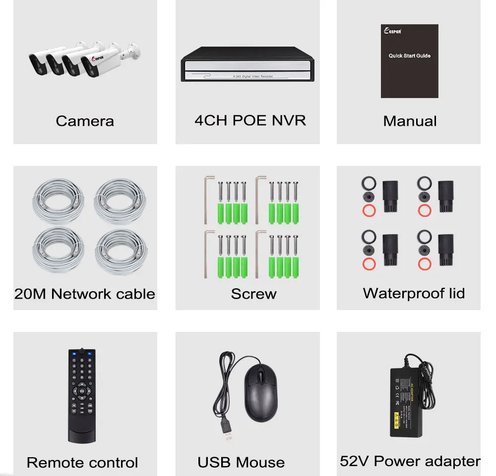 Хранитель 4CH 1080P HDMI POE NVR CCTV система 2MP уличная ip-камера IP66 P2P Onvif комплект видеонаблюдения для обнаружения движения APP View 4 - Цвет: 4