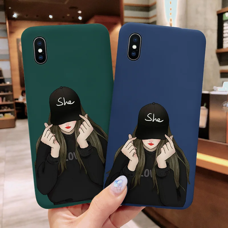 

For TPU iPhone X XS Max XR Silicone Hip hop trend girl Cover iPhone 6 6S 7 8 Plus Soft Carcasa Matte Colorful For iPhone XS Case