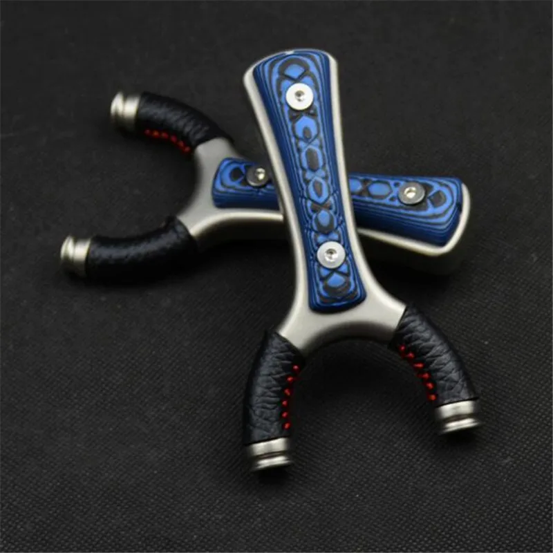 KONBMAN Stainless steel Slingshot For Hunting Catapult Flat rubber Band Outdoor Shooting Powerful Handheld Bow New 2018