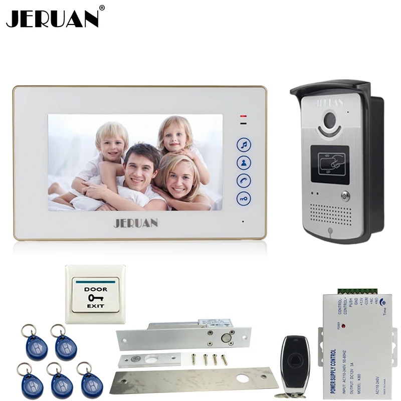 

JERUAN 7`` TFT touch key video door phone intercom system kit 700TVL RFID Access IR Night Vision Camera In stock FREE SHIPPING