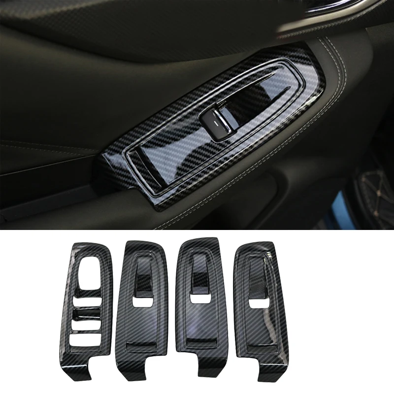 

For Subaru Forester SK 2019 Interior Door Window Switch Panel Cover Trim Molding Window Armrest Cover ABS Carbon Fiber Style