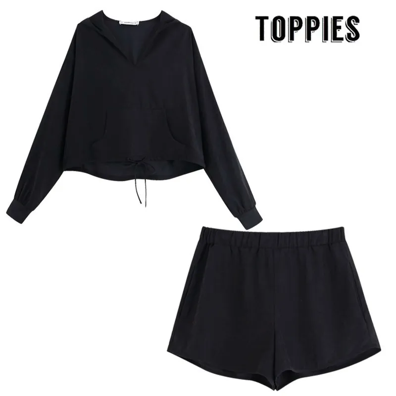 

Tracksuit Women Sprots Short Two Piece Set Kangaroo Sweateshirts Pullover Hoodies Summer Hot Shorts