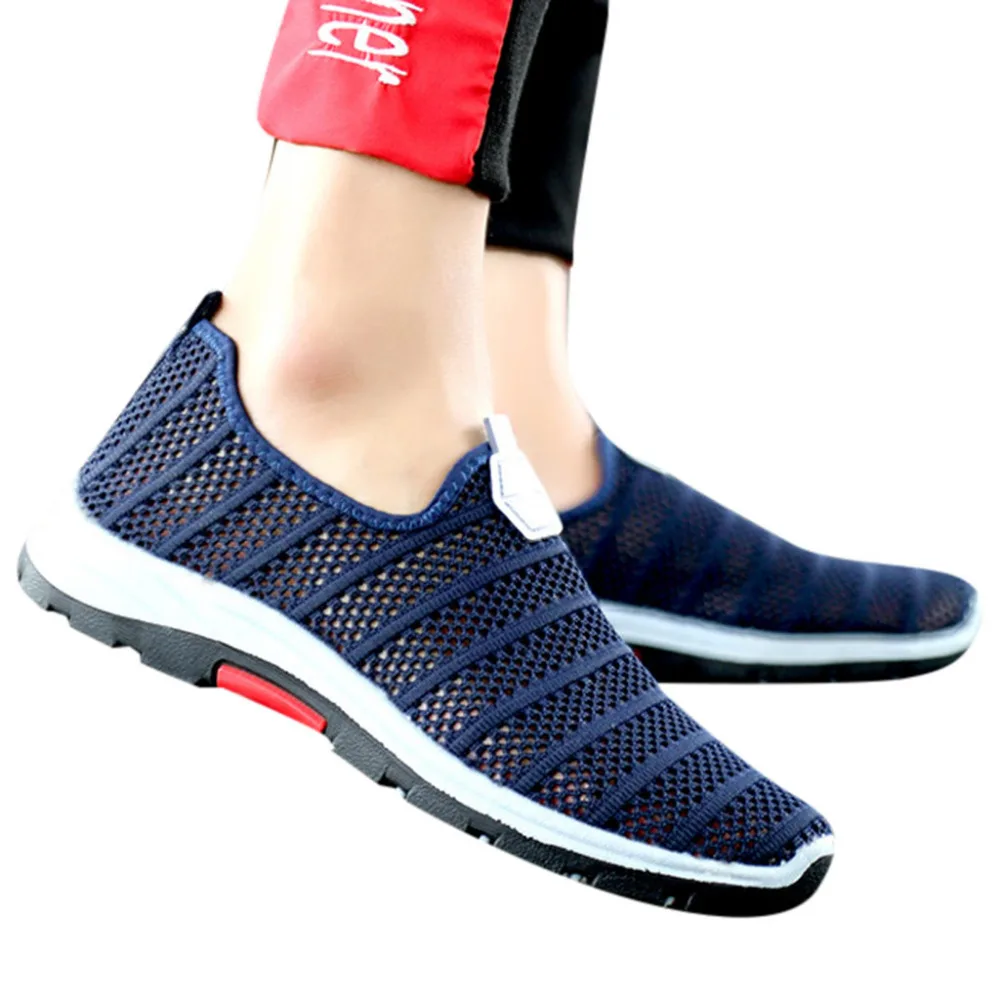 2019 Men's hollow flying woven mesh breathable sneakers lightweight soft bottom non-slip running shoes sneakers platform 40J14 (7)