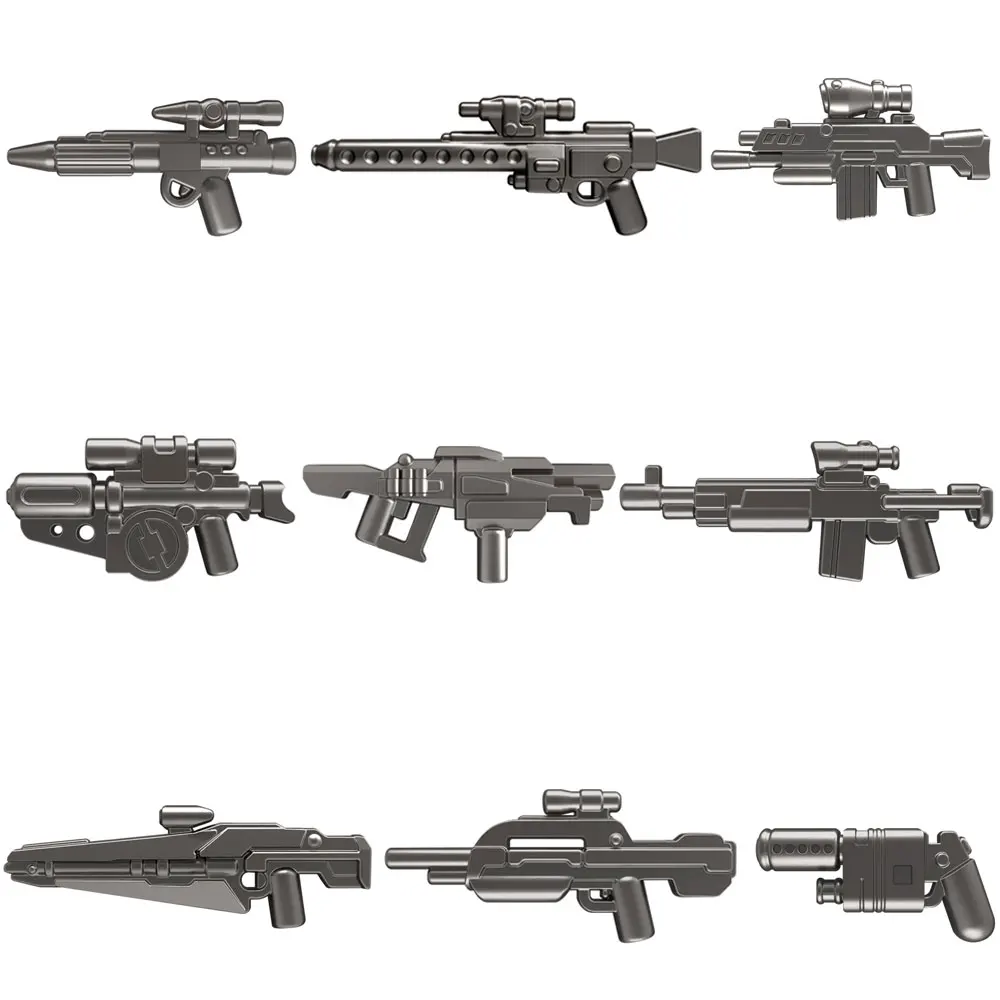 Guns Trek Halo Звёздные войны научная фантастика будущее оружие пакет для MOC части строительные блоки игрушки для детей - Цвет: 9pcs set grey