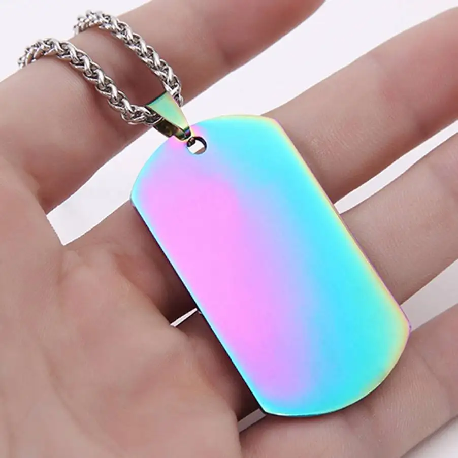 

Wholesale stainless steel key card titanium steel military pet tag custom DIY necklace pendant metal crafts Drop Ship