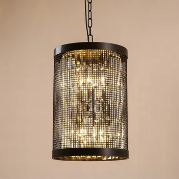 

Loft American Country Style Pendant Lamp Creative Wrought Iron Crystal Pendant Light Restaurant Bar Art Deco Lighting