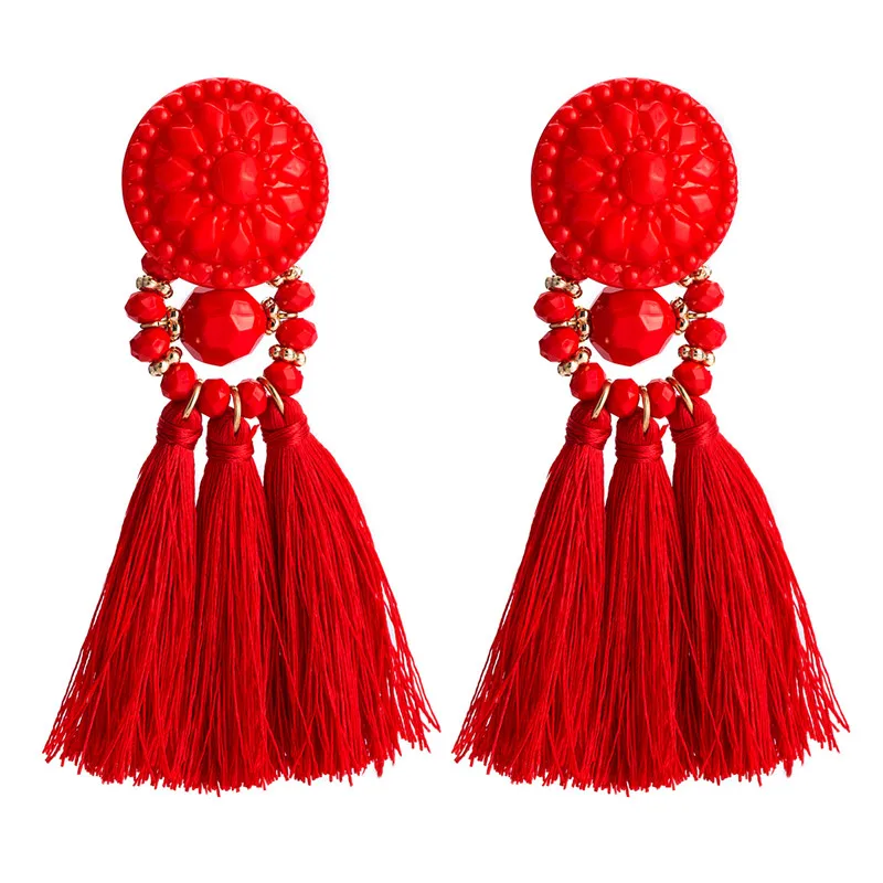 Плетеные полимерные серьги с кисточками для женщин, акриловые висячие серьги boucles d'oreuilles pour les femmes, лучшие подарки для женщин ET858 - Окраска металла: red