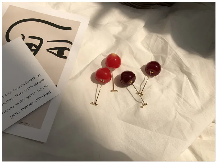 AOMU Japan Cute Sweet Simulation Red Cherry Gold Color Fruit Stud Earrings for Women Girl Student Gift 5 AOMU Japan Cute Sweet Simulation Red Cherry Gold Color Fruit Stud Earrings for Women Girl Student Gift 5