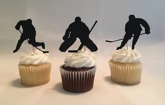 Glitter Hockey Cupcake Toppers Birthday Wedding Party Cupcake