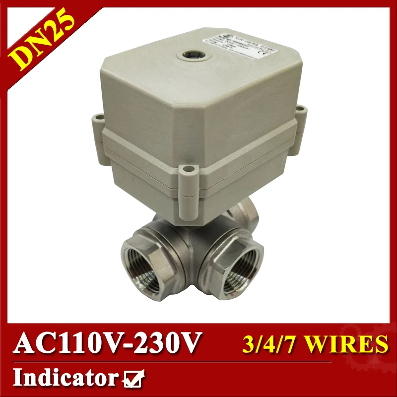 

Tsai Fan 10Nm Electric Actuator With BSP/NPT 1'' 3 way Stainless Steel Valve L / T Type AC110V 220V 3/4/7 Wires Actuated Valve