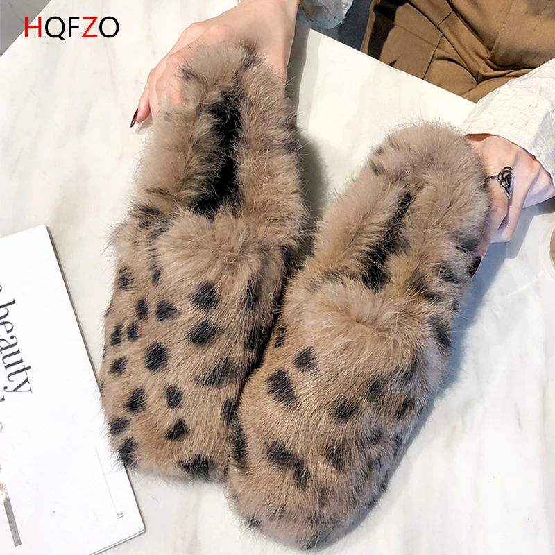 

HQFZO Cute Plush Winter Shoes Women WarmLeopard Ballet Flats 2018 Designer Furry Casual Shoes Woman Outdoor Loafers Zapatillas