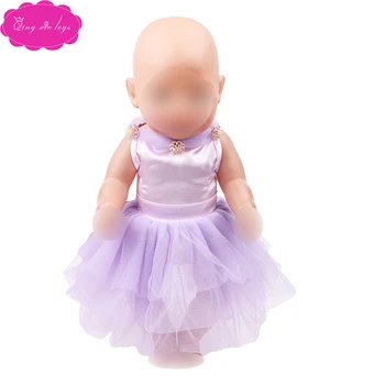 

43 cm baby dolls Clothes Princess purple lace evening dress high quality wedding dress, accessories fit 18 inch Girl doll f438
