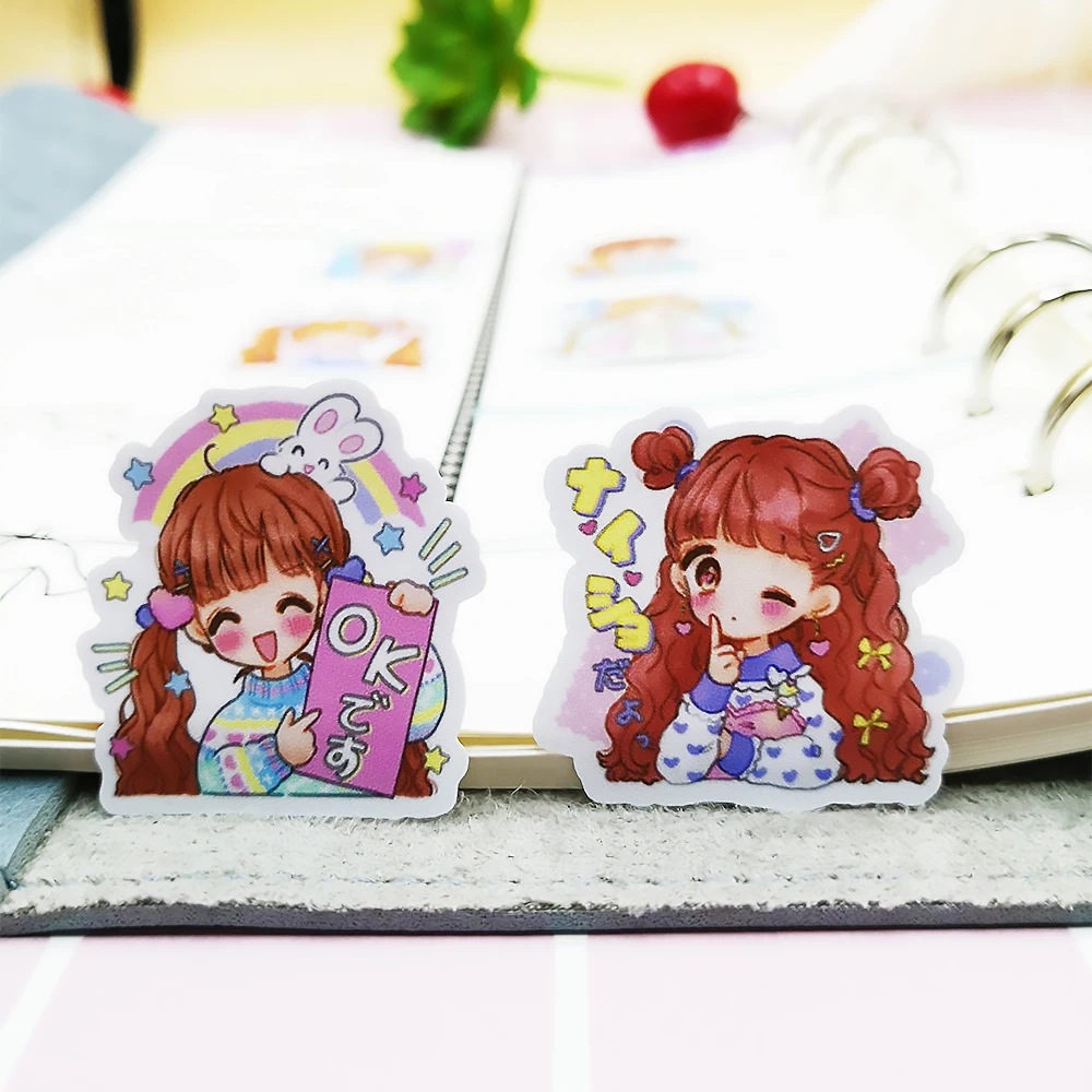 

20/40pcs Cartoon Pretty Lovely Girl Sticker Diary Sticker Scrapbook Decoration PVC Stationery Sticker Random Not Repeat