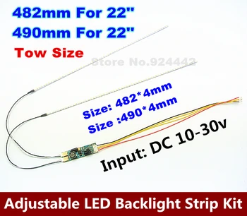

New 2pcs 22" 482mm 1pcs 490mm 22" Adjustable brightness led backlight strip kit,Update inch LCD ccfl panel to LED backlight