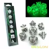 BESCON DARK ELVES Glowing Dice Set (7 piece), Oversized GLOW IN DARK Carved Role Playing Games RPG Dice Set 4