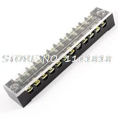 

600V 15A 2 Rows 12 Positions 12P Covered Screw Terminal Barrier Strip Block