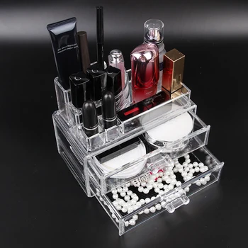 

JULY'S SONG Clear Makeup Organizer Storage Box Large Desktop PS Make Up Organizer Cosmetic Organizer Storage Drawers Organiser