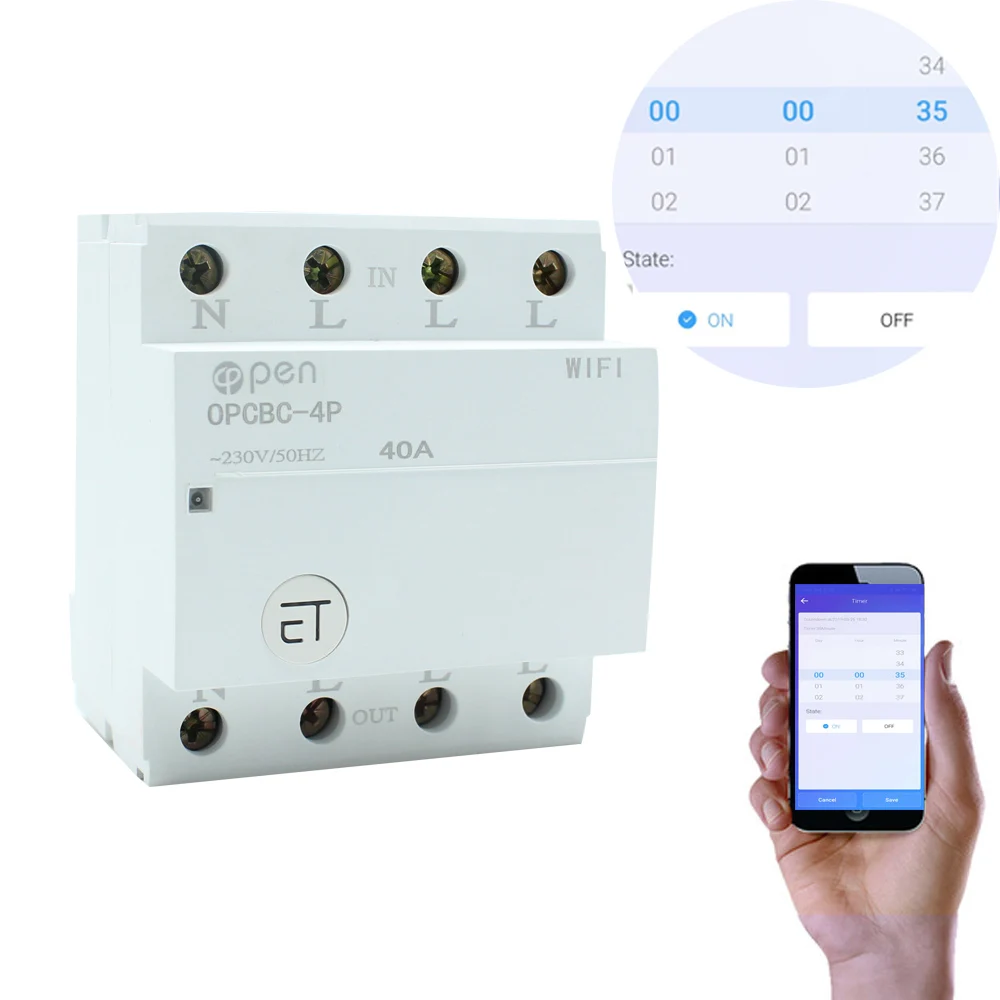 4P 40A Din Rail wifi умный переключатель дистанционного управления с помощью приложения eWeLink для умного дома