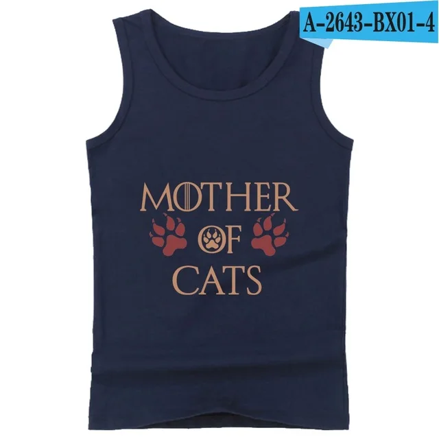 navy blue MOTHER OF CATS printed mens tank tops shirt hip hop summer gym vest fashion bodybuilding tank top men singlet fitness clothing - Цвет: navy blue