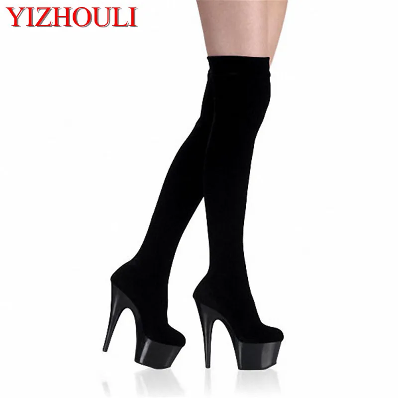 knee length high heel boots