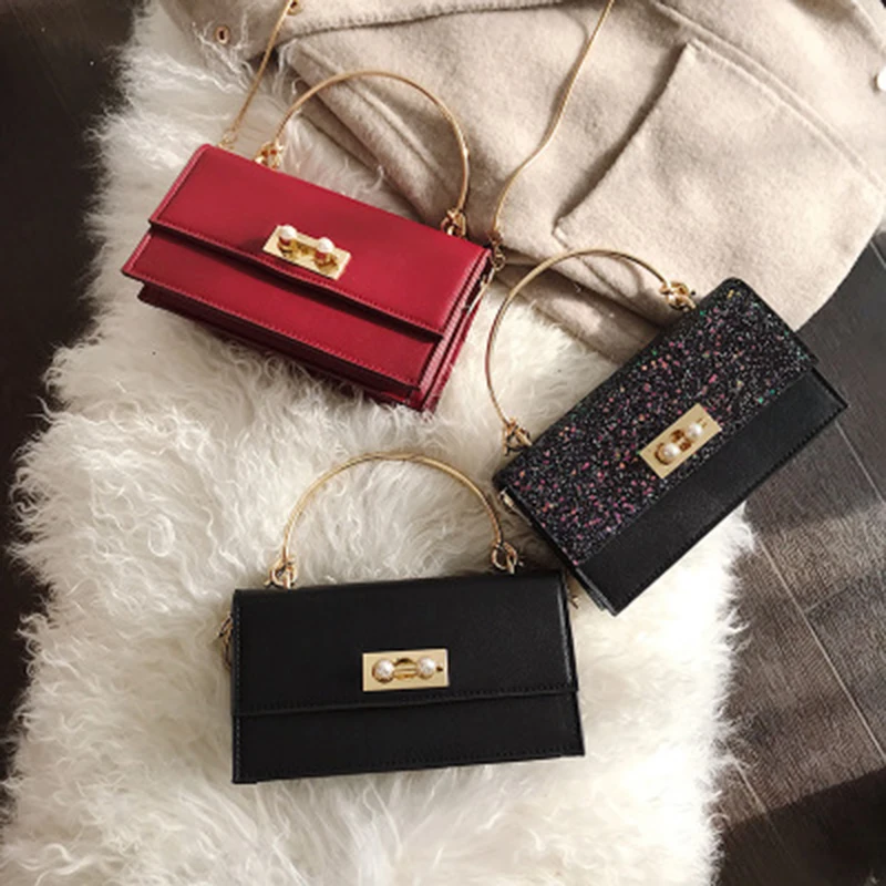 Quadrato Modo Spalla Versione A Piccola Della Primavera black Sequins red Tracolla Catena 2019 Mobile Del Borsa Tote Sacchetto Di Coreana Black Nuovo Borse TfwA8x