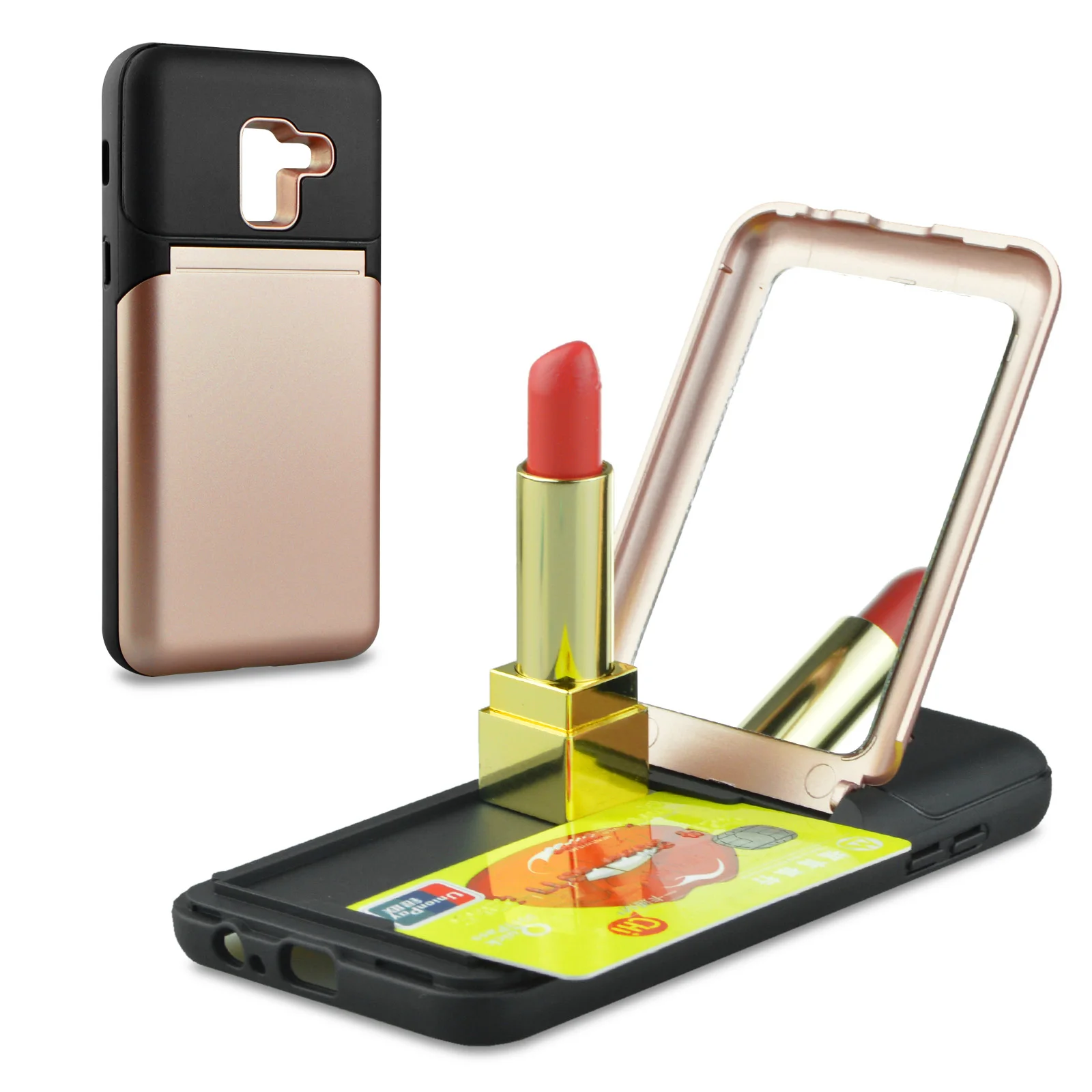 

COOKZU Mirror Case for Samsung Galaxy S8 S9 plus Make up Case For Samsung A8 Cover Girl Makeup Flip Wallet+Card Slot Phone Case