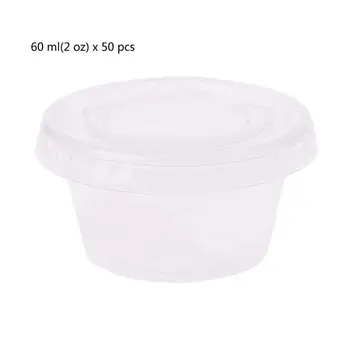 

50Pcs Disposable Cups Set Of 60ml/2 oz Sauce Pot Container Jello Shot Cup Slime Storage With Lid For Ketchup