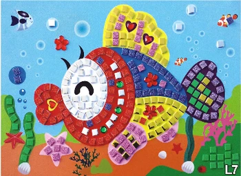 

12pcs/lot Mosaic Art Stickers Puzzle Kit for Kids Animals Transportation tool Ocean educational Toys for 2-5 years girls or boys