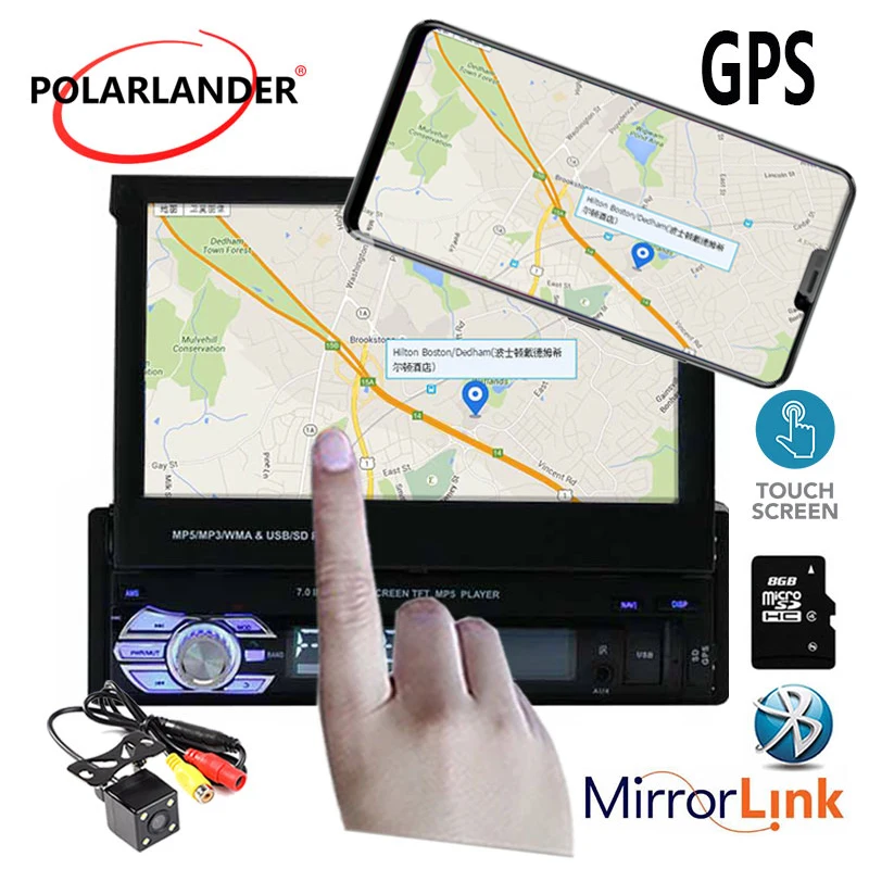 " автомобильное радио 1DIN Сенсорный экран зарубежный склад Bluetooth USB/AUX/SD головное устройство автомобильного радиоприемника радио-Кассетный проигрыватель Зеркало Ссылка