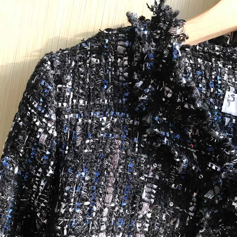 NiceMix весна осень плед винтажный смешанный карман с бахромой o-образным вырезом Женское Пальто однобортное модное Feamle шикарная верхняя одежда