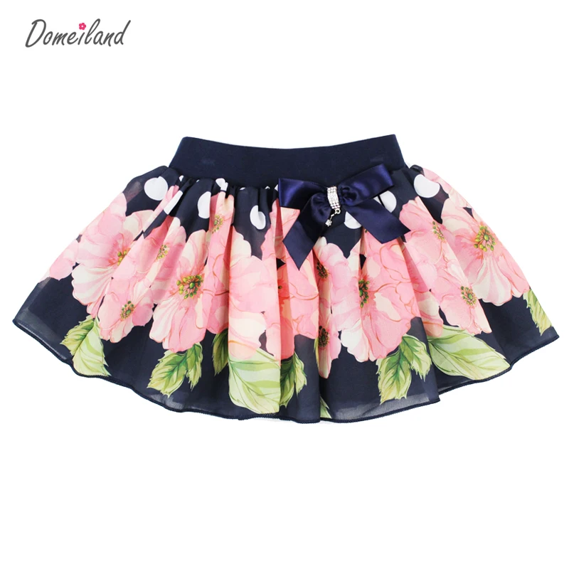2017 Fashion Summer brand domeiland clothing baby kids print Floral tutu cotton Chiffon Bow Skirts party