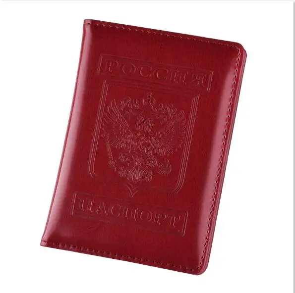 Русский Для мужчин Для женщин кожаная обложка для паспорта для России ID и кредитные держатель для карт в деловом стиле, для паспорта случай Женский кошелек для путешествий Чехол - Цвет: Dark Red