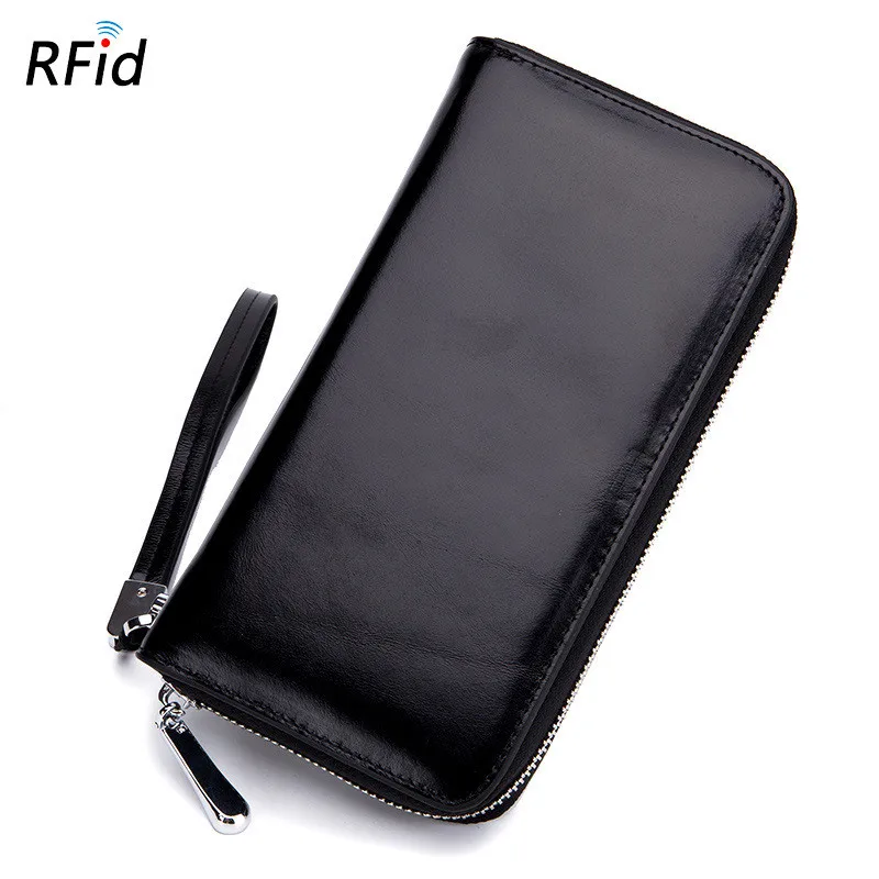 

24 Slots Men RFID Card Holder Genuine Leather Long Zipper Wallet Credit Card Wallet Passport Cover ID Business Card Holder DC374