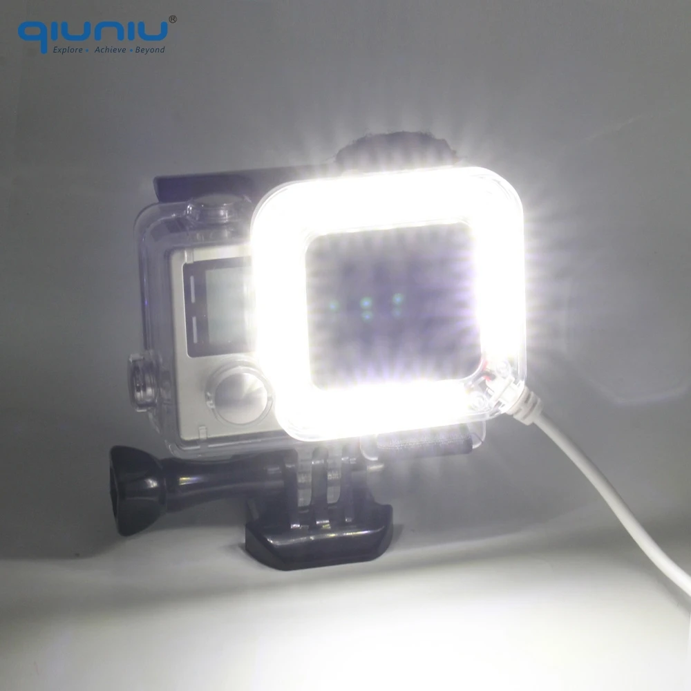 Светодиодная подсветка QIUNIU для GoPro Hero 4 usb кабель ночной съемки аксессуары камеры