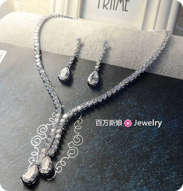 

Simple beauty bride CZ Necklace Earring Sets jewelry wedding accessories wedding dresses jewelry