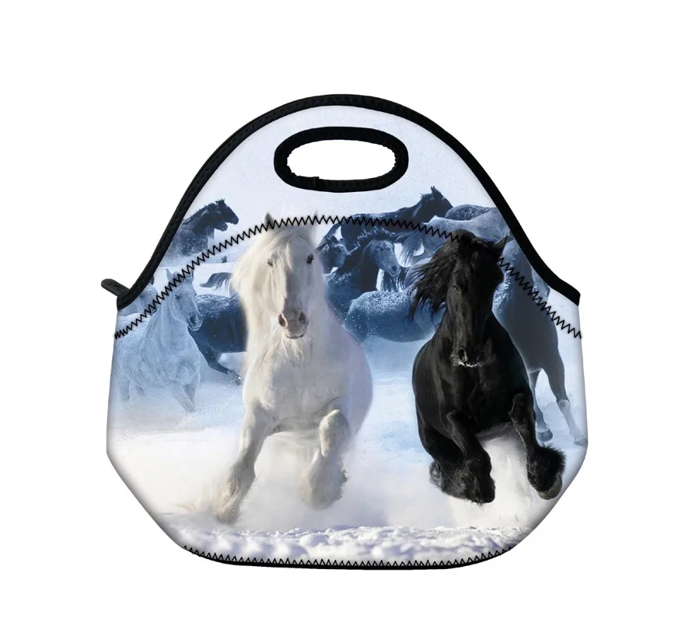 

Horse Design Insulated Lunch Bag Cooler Box Neoprene Picnic Tote Bag Baby bag Carry Box w.Handle and zipper