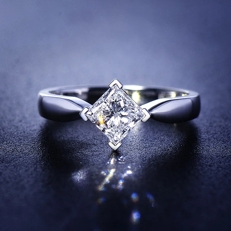 

1pc High quality Geometric Square Faceted Zircon Thin Band Personalized Silver Golden Rings For Women wedding party
