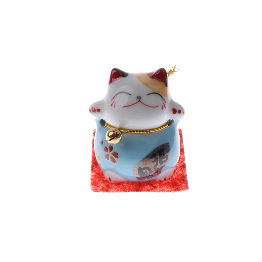 Set of 5 Ceramic Japanese Lucky Cat Fortune Kitten Figurines Cute Smiling Waving Fortune Cat Toy Home Car Decor Ornament #D